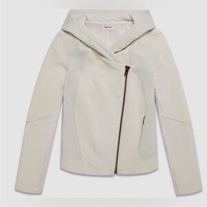 Helmut Lang Women's White Jacket Wither Hooded Combo Lambskin, P/Small